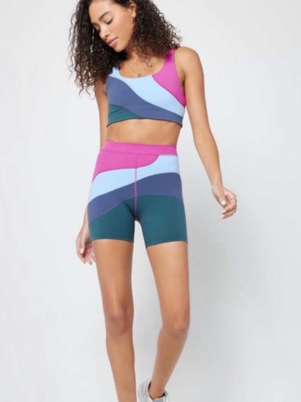 l*space Colorblock Womens M High Waist Bike Shorts Gorpcore Lounge Gym Workout